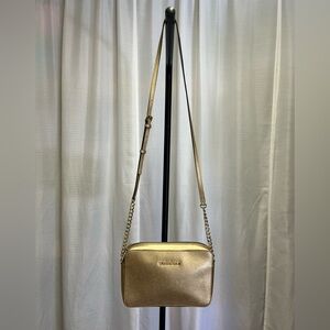 MICHAEL MICHAEL KORS Jet Set Metallic Saffiano Leather Crossbody Bag